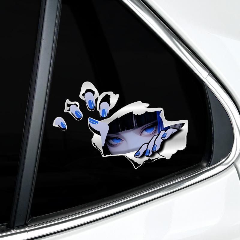 1 Adet Anime Gözetleyen Gözler JDM Motosiklet Çıkartmaları Elektrikli Scooter Komik Dekorasyon Yenileme Araba Camı Tampon Bagaj Vinil Çıkartmaları