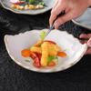 Japanese Irregular Square Glazed Ceramic Snack & Appetizer Plate, Tableware for Japanese Cuisine.