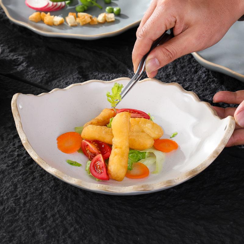 Japanese Irregular Square Glazed Ceramic Snack & Appetizer Plate, Tableware for Japanese Cuisine.