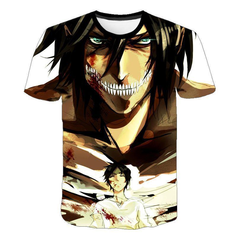 Anime Attack on Titan 3D Printed T-Shirt, Eren Levi Design, Soft Polyester Fabric, Comfortable Casual Short Sleeve Tee