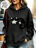 Cute Cartoon Graphic Fleece Hoodie Women Fun Animal Candy Pattern Long Sleeve Pullover