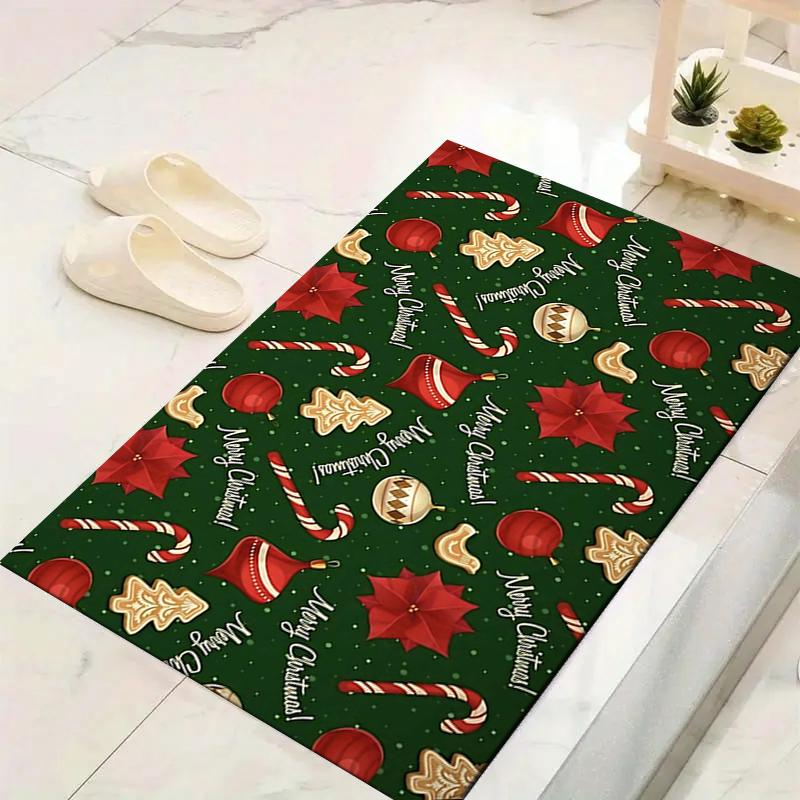 1Pc Christmas Candy Cane Rug Office Carpet Indoor Outdoor Doormat Nonslip Soft And Comfortable Living Room Christmas Halloween Gift D91815