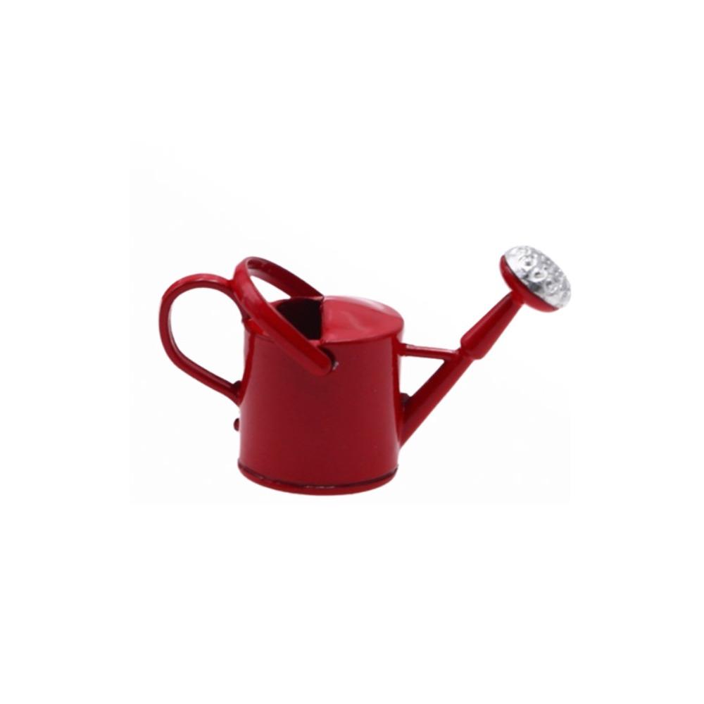 Simulated 1/12 Dollhouse Miniature Watering Can Lifelike Watering Can Ornament  Dollhouse Garden красный