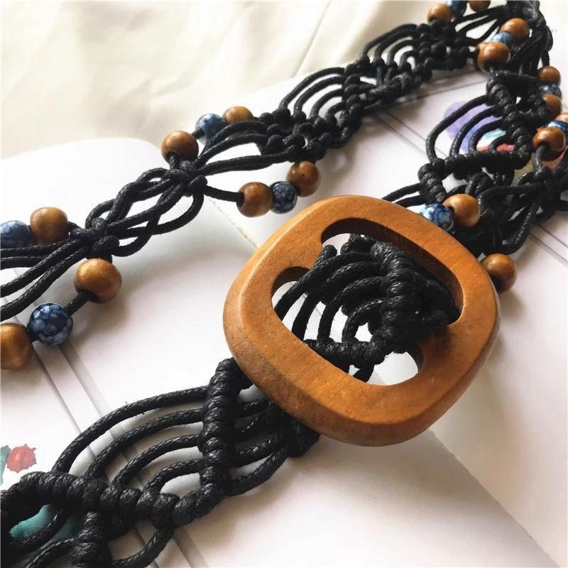 Vintage Handmade Woven Waist Belt For Women Ethnic Style Versatile Dress Accessory