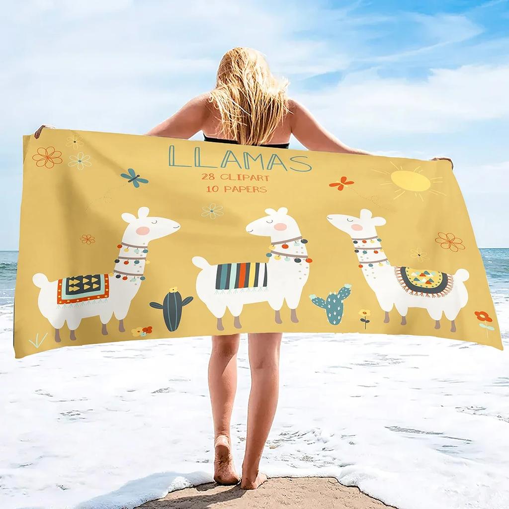 Alpaka Übergroßes Mikrofaser Pool Sandfest Strandtuch Schnell Schnell Trocknend Sandfrei Proof Handtuch Extra Groß Reise Decke Für Kinder