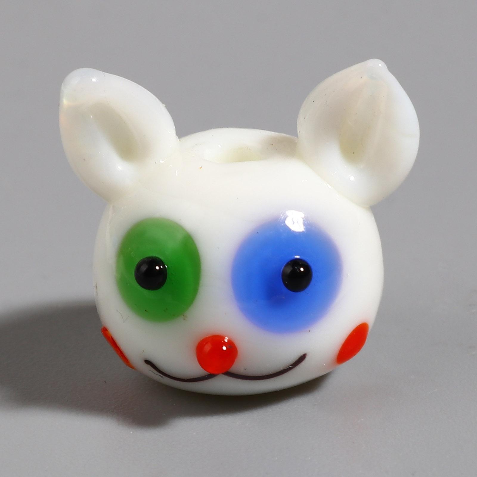

DoreenBeads 2PCs Cute Animal Cartoon Lampwork Glass Beads Rabbit Cat Dog Multicolor Loose Beads DIY Making Bracelets Jewelry