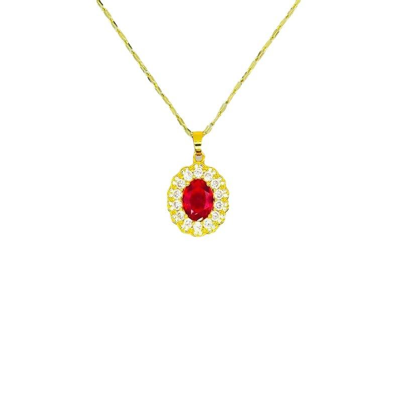 Light Luxury Soft Water Drop Ruby Necklace Women'S High Value Personality Does Not Fade Pendant Collarbone Chain