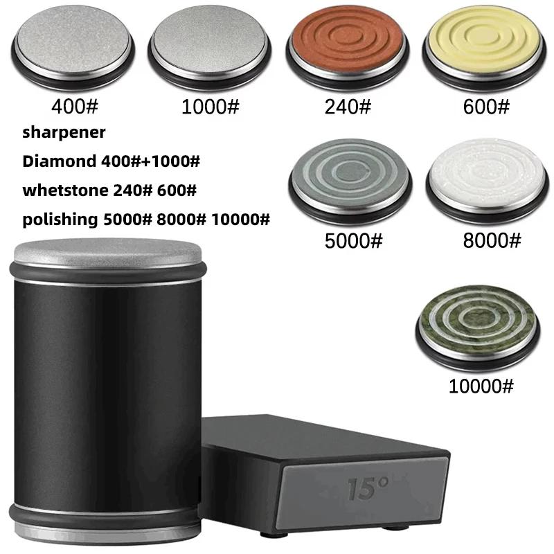 Nová válcová bruska na nože Oboustranný diamantový brusný kámen 15_20° stupňů Magnetický úhel Válcové ostření pro kuchyni
