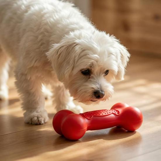 Squeaky Bone Dog Toy Bite-Resistant Interactive Chew Toy Textured Teeth Cleaning Toy for Large Medium Small Dogs Puppy Teething