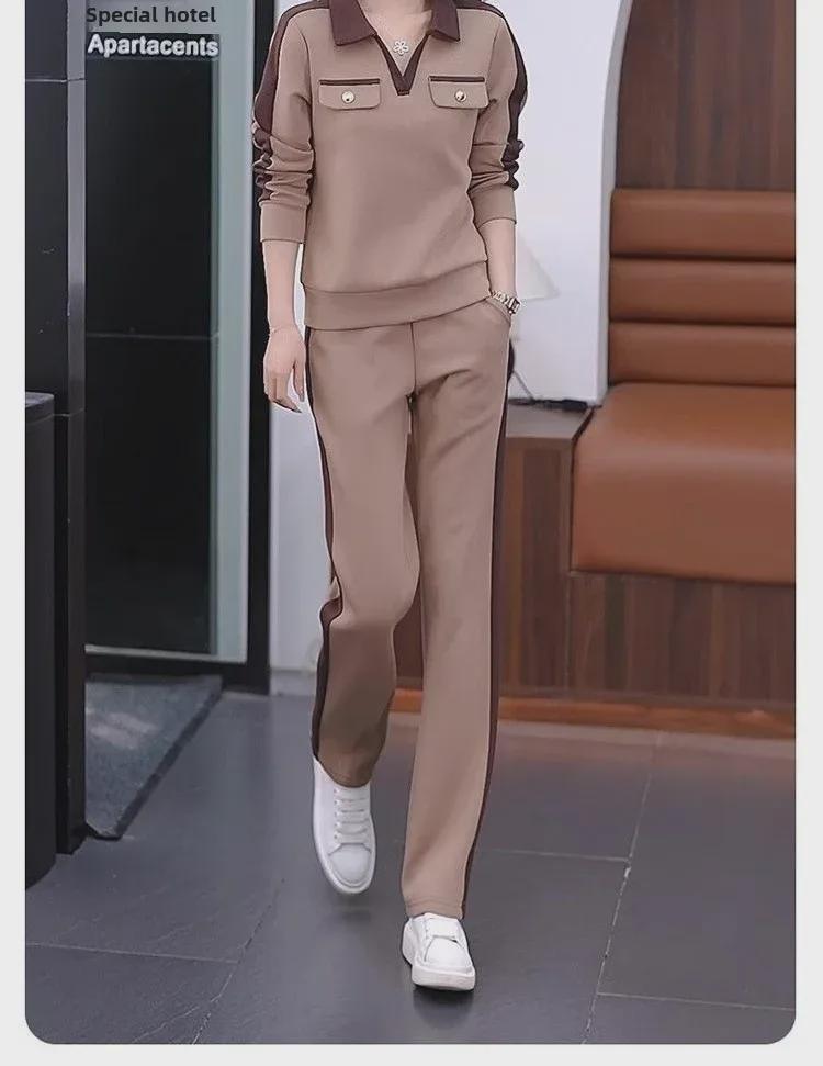 2024 Damen Casual Fashion Pullover Anzug: Frühherbstlicher Revers-Zweiteiler für einen jugendlichen Look