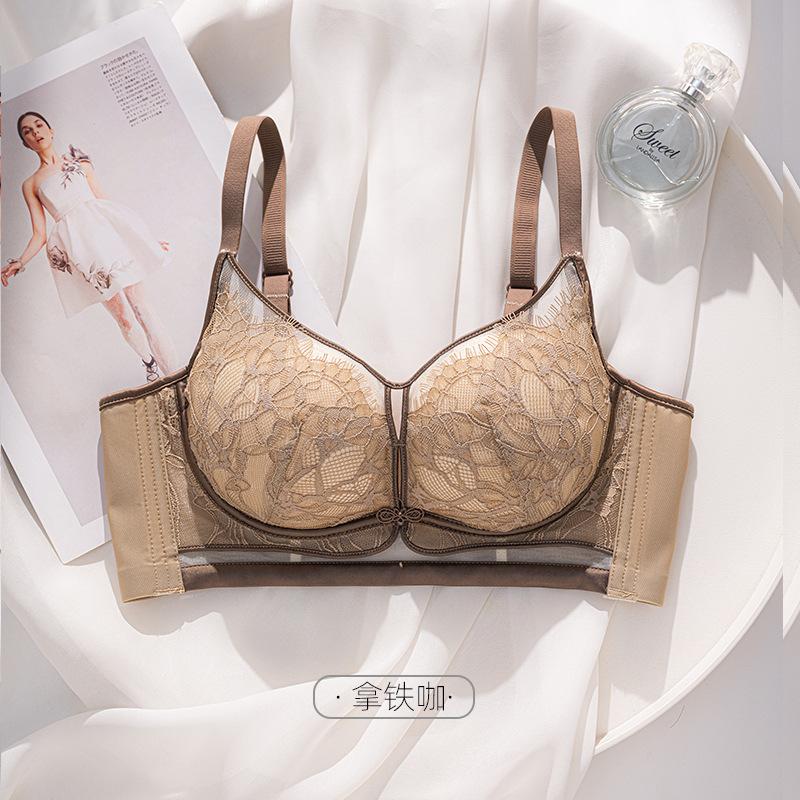 

Ladies Spring and Summer Retro Sexy Eyelashes Gathered Anti Drooping Comfortable Underwear 34/75BC латте/кофейный