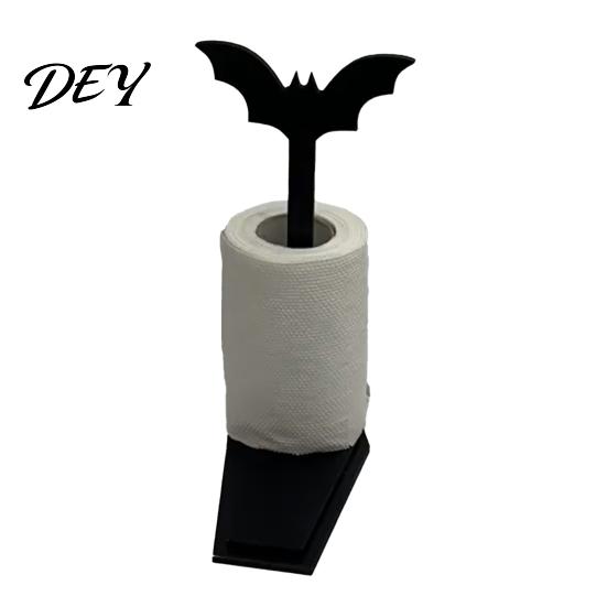 Gothic Bat Paper Towel Holder Bat-shaped Holder, Matte Black Metal Creative Halloween Party Supplies Vertical Tissue Stand, for Kitchen And