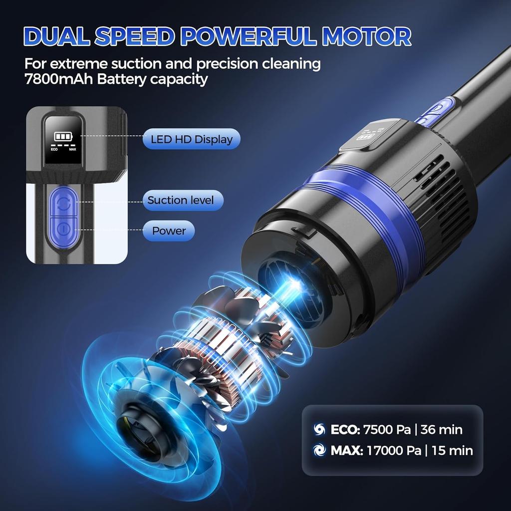 Handheld Vacuum Cordless Rechargeable 2-Speed Modes| 3-in-1 Portable Cordless Vacuum Cleaner with Charging Dock, for Car Home Office and Pet