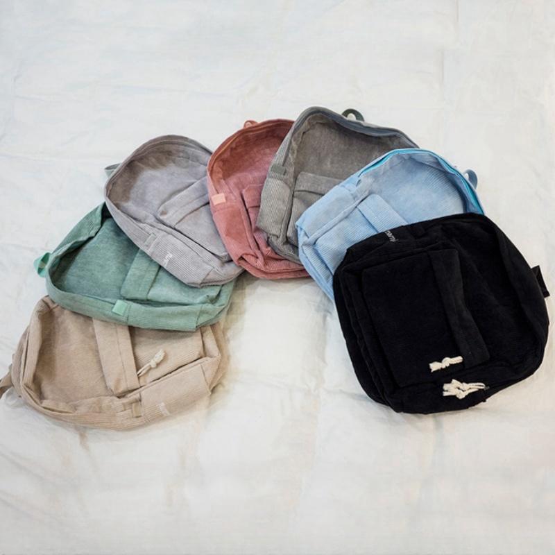 Autumn Winter New Corduroy Women's Backpacks Breathable Wear-resistant Solid Color Teenager Girl Shoulders Bag Large Capacity Casual Female Knapsacks