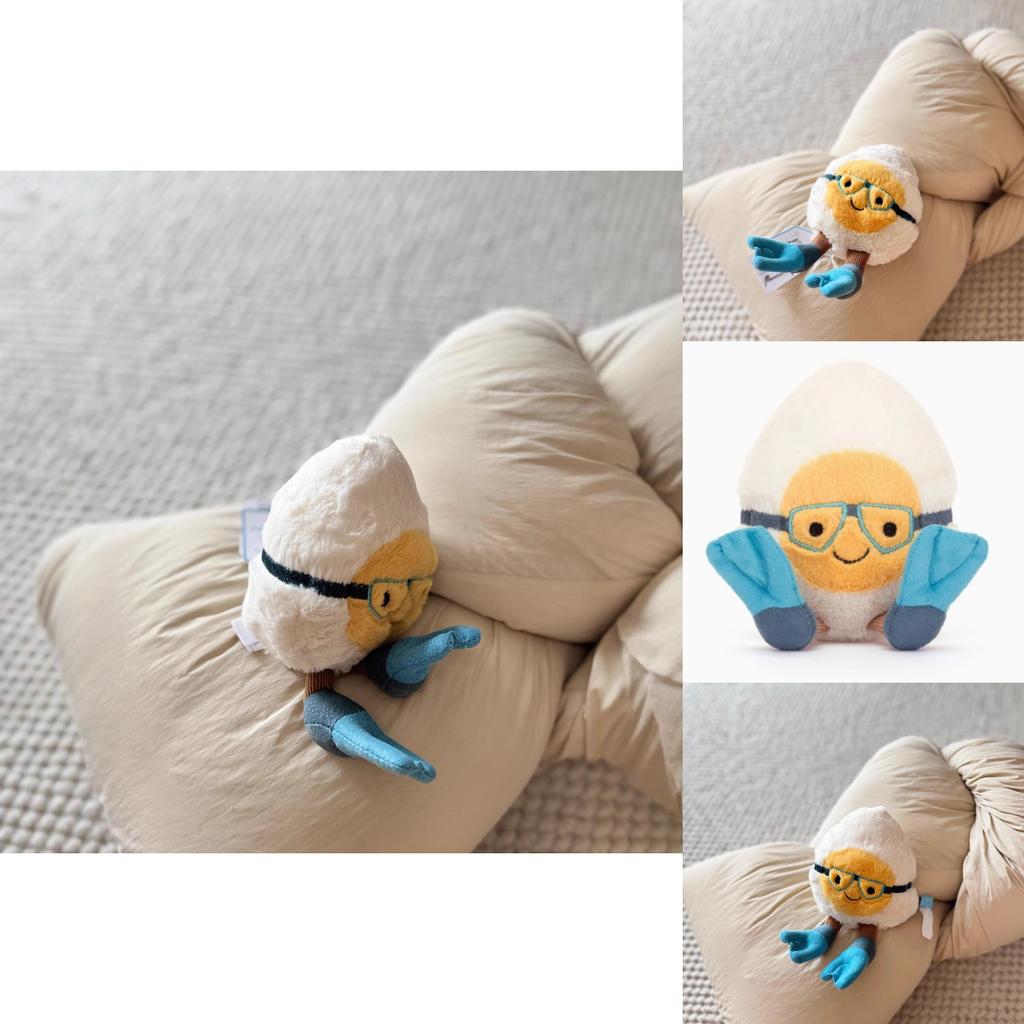 Plush Water Boiled Egg Doll With Diving Mask For Kids Gift And Bag Accessory
