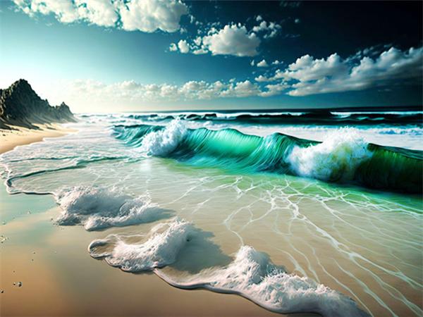 Full Square Round Diamond Art Painting Wave Seaside Home Decor Embroidery Mosaic Beach Landscape Handmade Gift