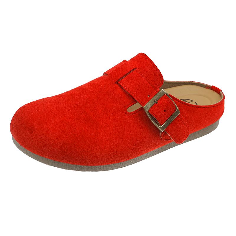 

Туфли женские 2025 новые весенние платформа пробка сумка голова полусабо Бокен обувь носить тапочки женщина 41 красный