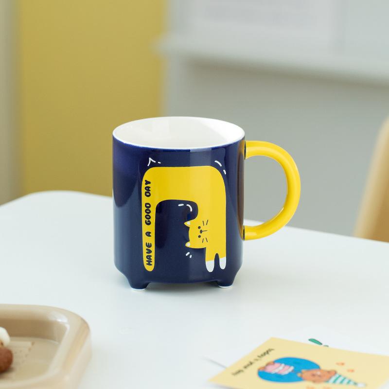 Cupa Ceramică Pisică Desene Animate Abstractă Cuplu Acasă Măgar pentru Lapte pentru Mic Dejun Birou Ceșcuță pentru Cafea pentru Ceaiul de După-Amiază