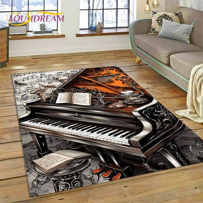 Dywan 3D z kreskówkowym instrumentem muzycznym w kształcie klawiszy pianina do domu, salonu, sypialni, pod sofę, wycieraczka, dekoracja, dywanik dla dzieci, mata podłogowa antypoślizgowa