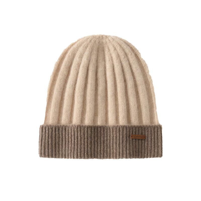 New pure cashmere wool hat men's autumn and winter thickened warm knitted hat female couple Consinee