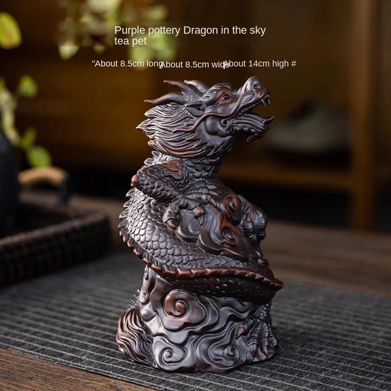Fialová keramika Čajové ozdoby Podpůrná Dekorace Šťastná ropucha Ručně vyráběná Kreativní Dekorace Čajového podnosu Čajový mazlíček