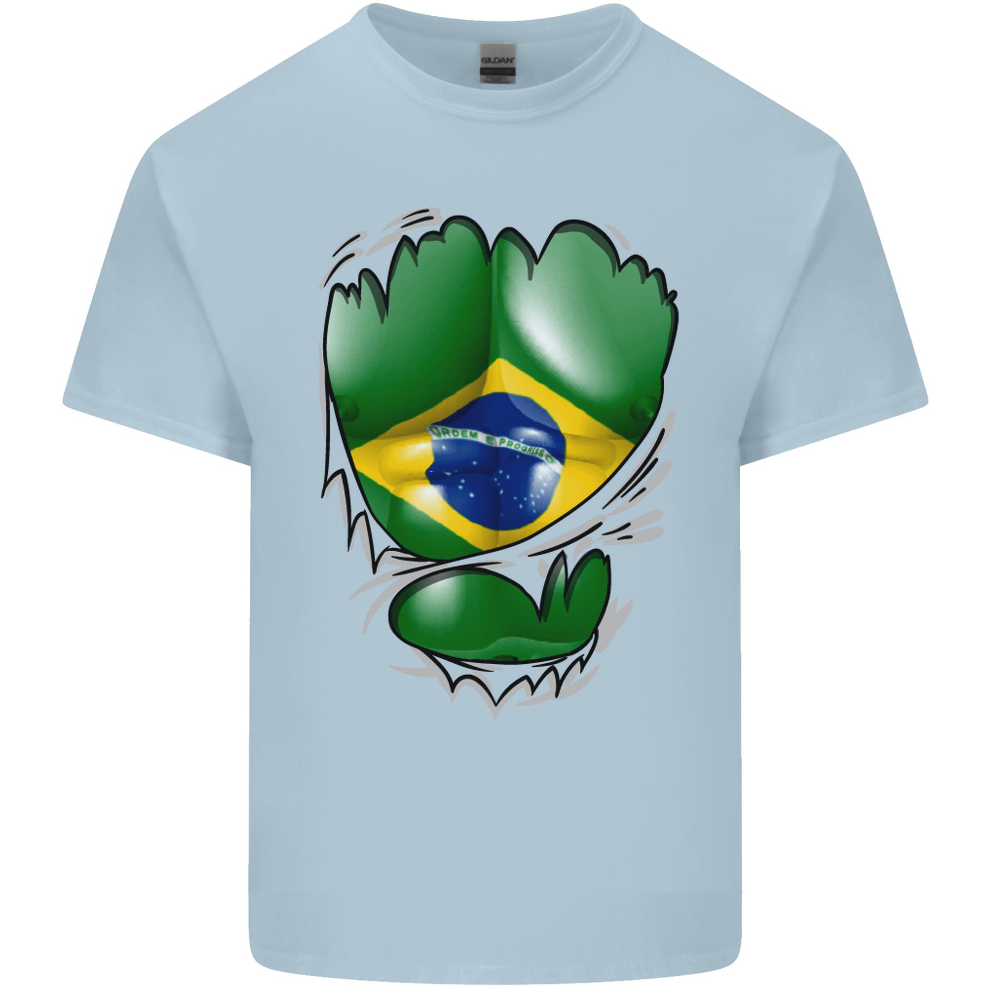 Gym Brazilian Flag Ripped Muscles Brazil Unisexs Light Cotton TShirt S