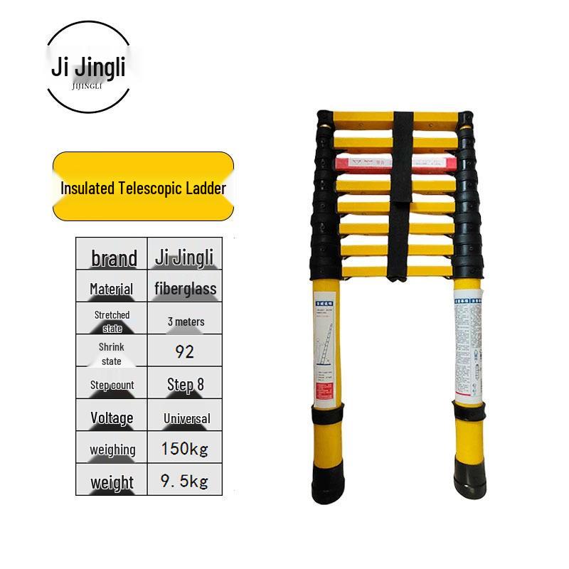 Fiberglass Insulated Telescopic Safety Ladder for High Voltage Electricians - Portable Bamboo Joint Extension Ladder