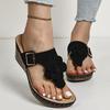 Chic Floral-Embellished Wedge Sandals for Women - Comfortable Soft-Sole Beach Slides for Stylish Summer Vacation