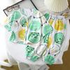 Children's Home Clothes Cotton Silk Set Summer Men's and Women's Pajamas Artificial Cotton Two Piece Set Cotton Silk Air Conditioning Clothes