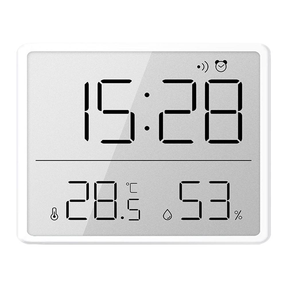 

Digital Alarm Clock LCD Electric Clock with Calendar Temperature and Humidity for Living Room,Bedroom,Office White