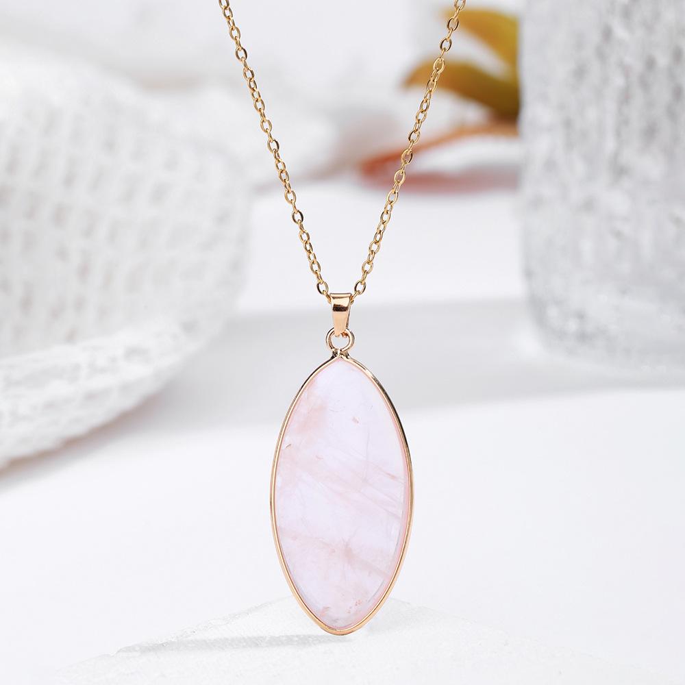 Natural Crystal Pendant, Pink Crystal, Turquoise Necklace, Minimalist Collarbone Chain, Bohemian Jewelry