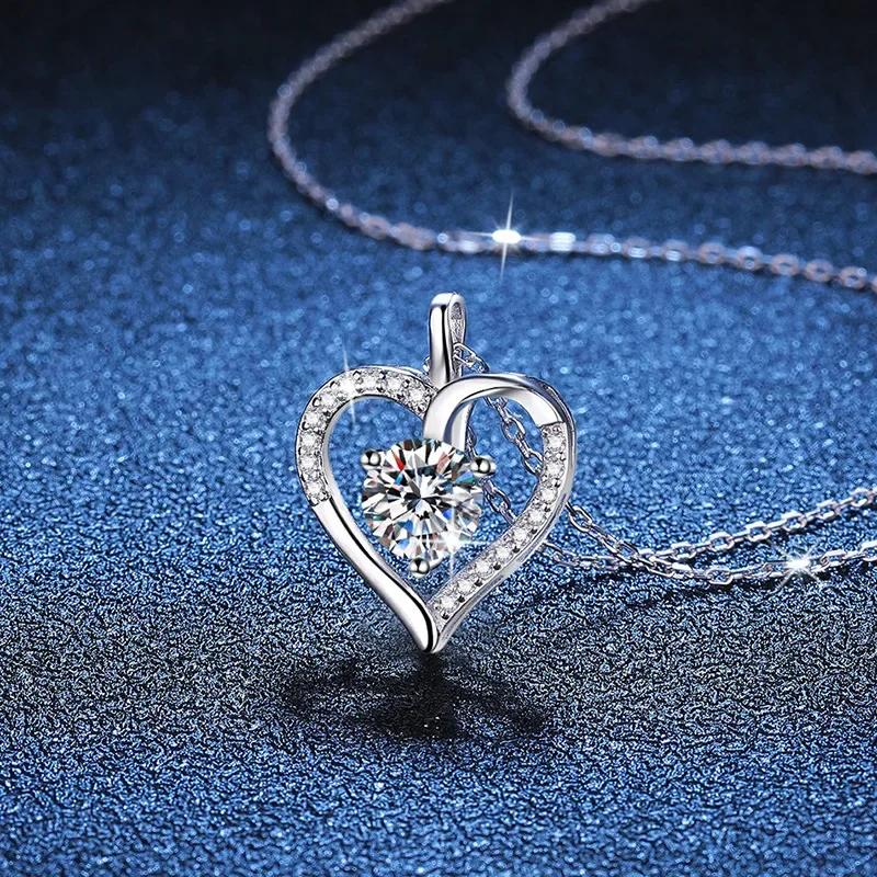 Heart Necklace 100% 925 Sterling SilverColor Pendant Necklace For Women Sparkling Wedding Party Fine Jewelry 2025