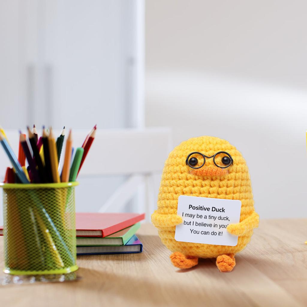 Cute Handwoven Positive Energy Duck Ornaments Handmade Crochet Support Emotional Pig Home Room Decor Christmas Gift.