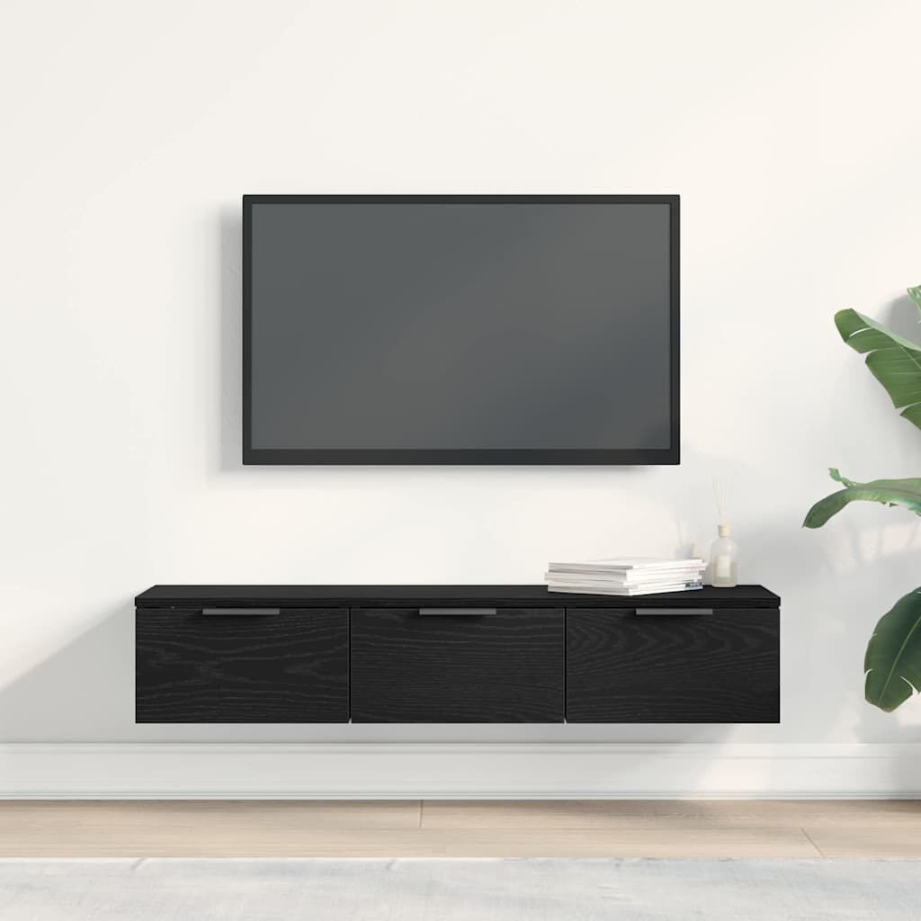 vidaXL Schwarzer Eichen-Wandschrank 102x30x20 Cm Aus Holzwerkstoff