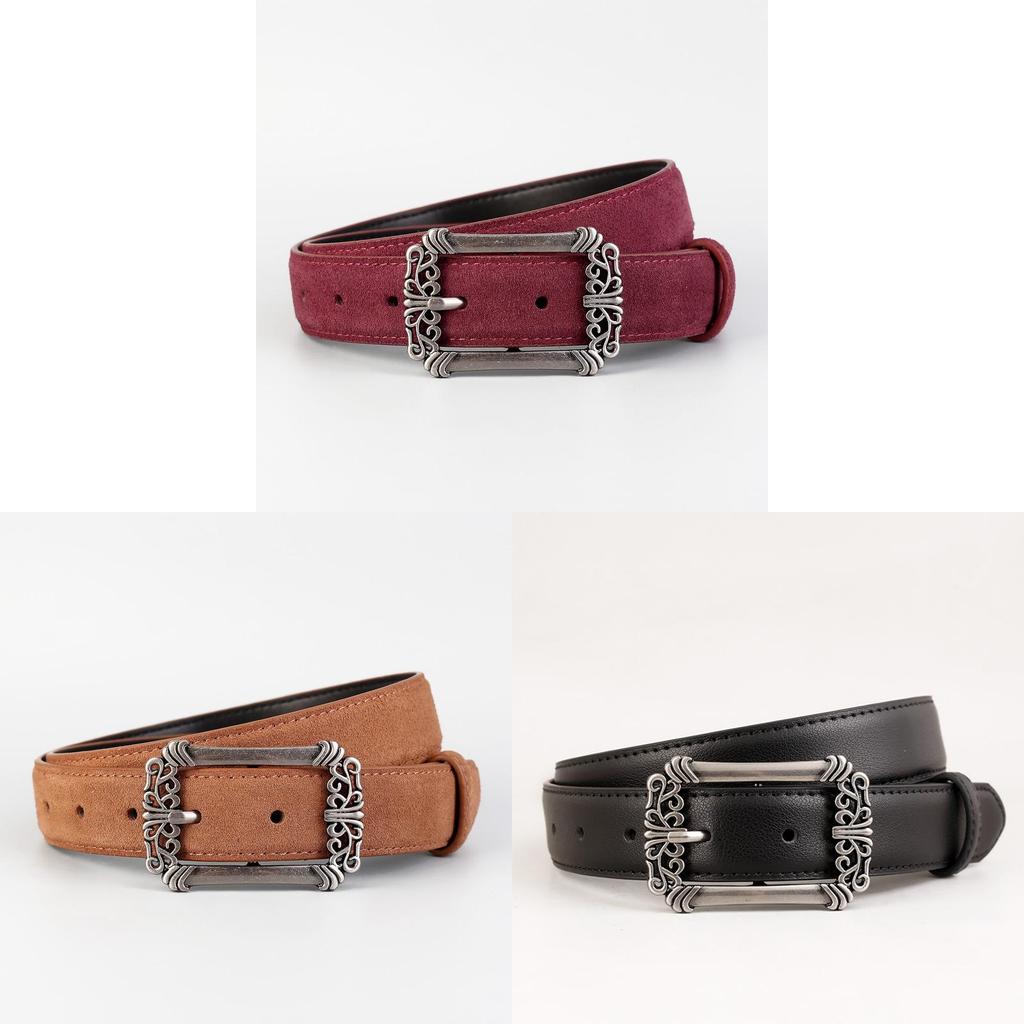 Leather Belt For Women Vintage Punk Style With Zinc Alloy Buckle For Casual Wear