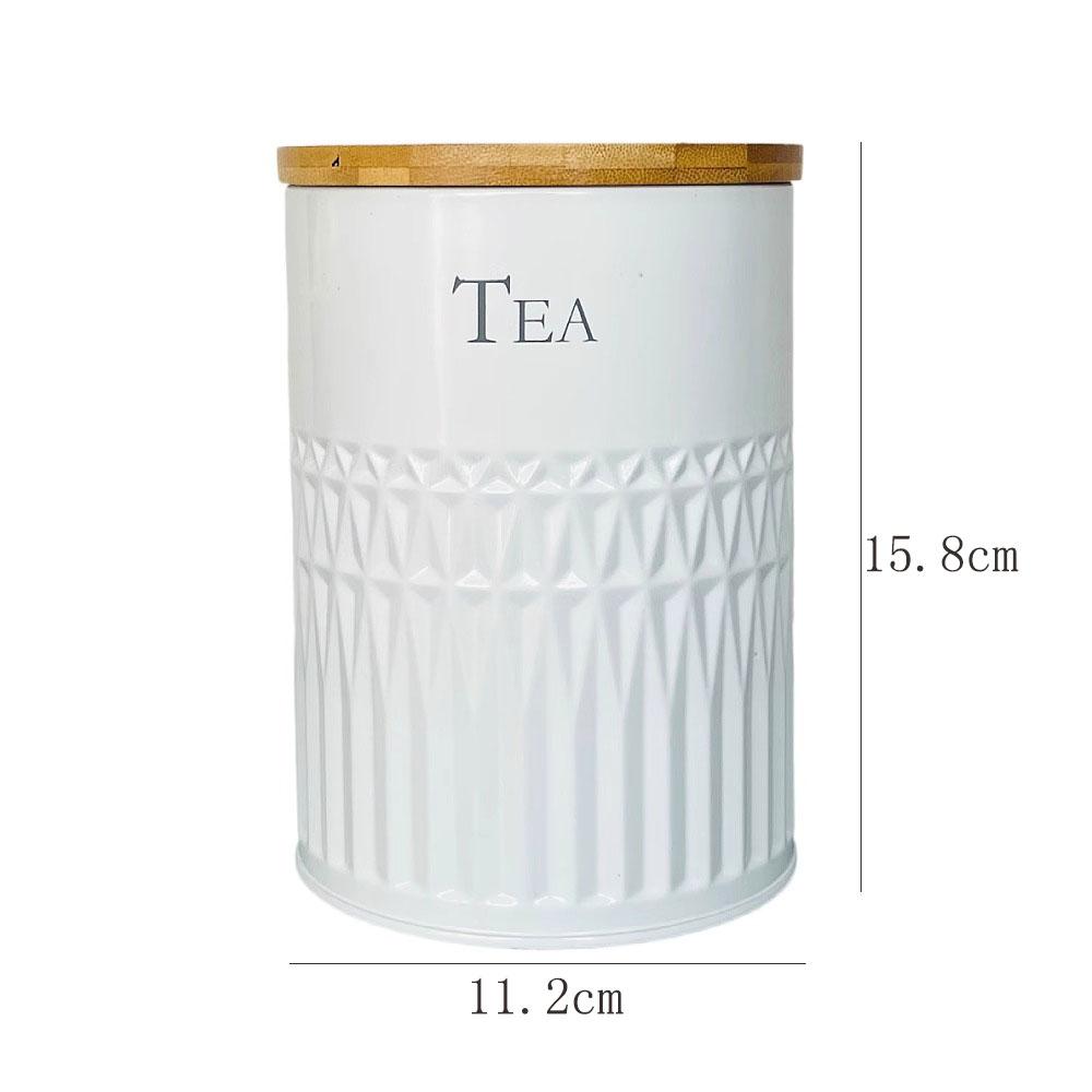 Nordic Iron Tea Canister Coffee Bean Jar Kitchen Sugar Snack Storage Moisture-Proof Bamboo Lid Sealed Container