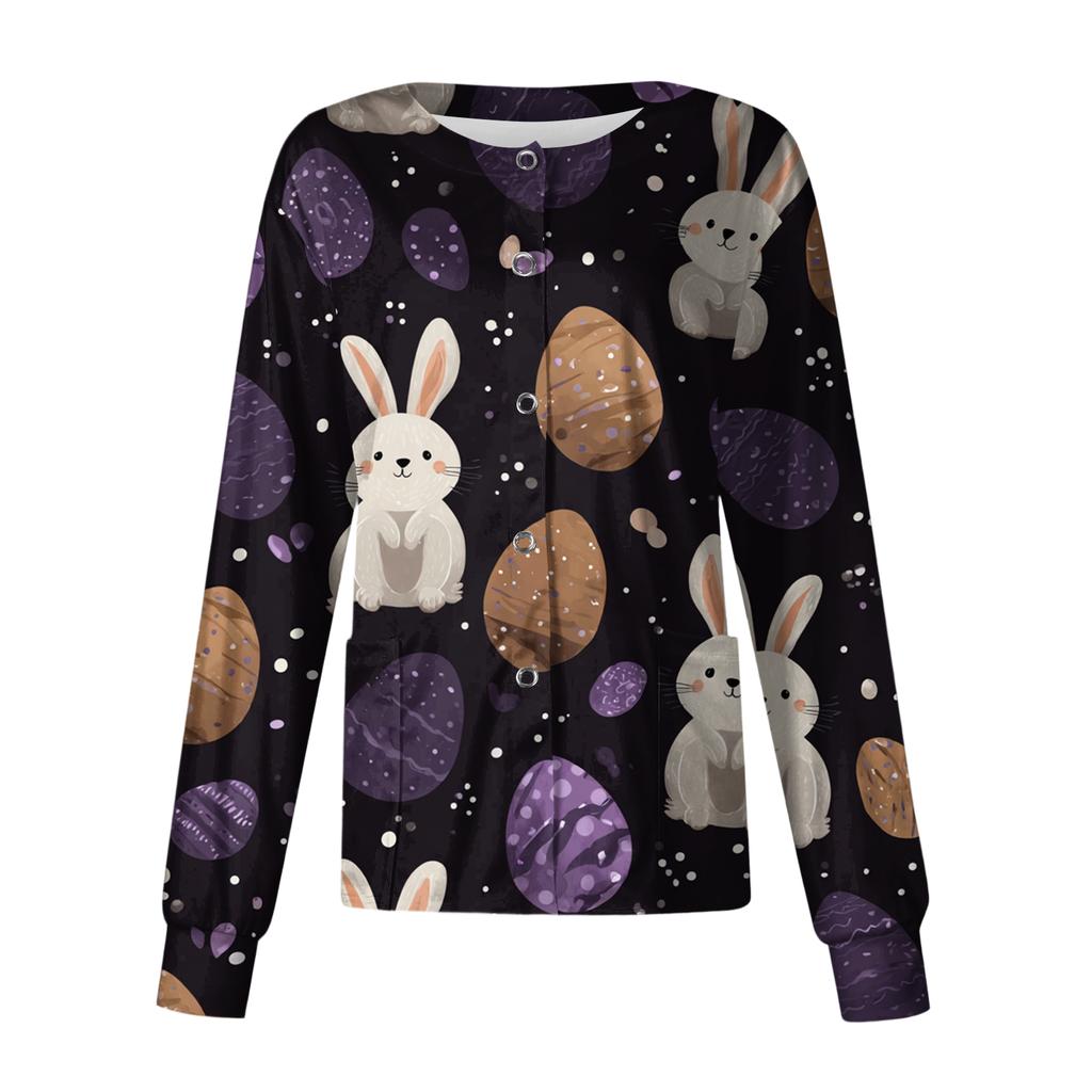Women's Casual Long-sleeved Single-breasted Printed Protective Clothing Cardigan Top