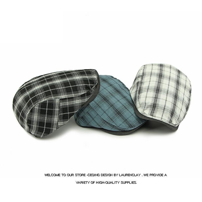 Plaid Hat Women's Beret Men's British Retro Progressive Cap Peaked Cap