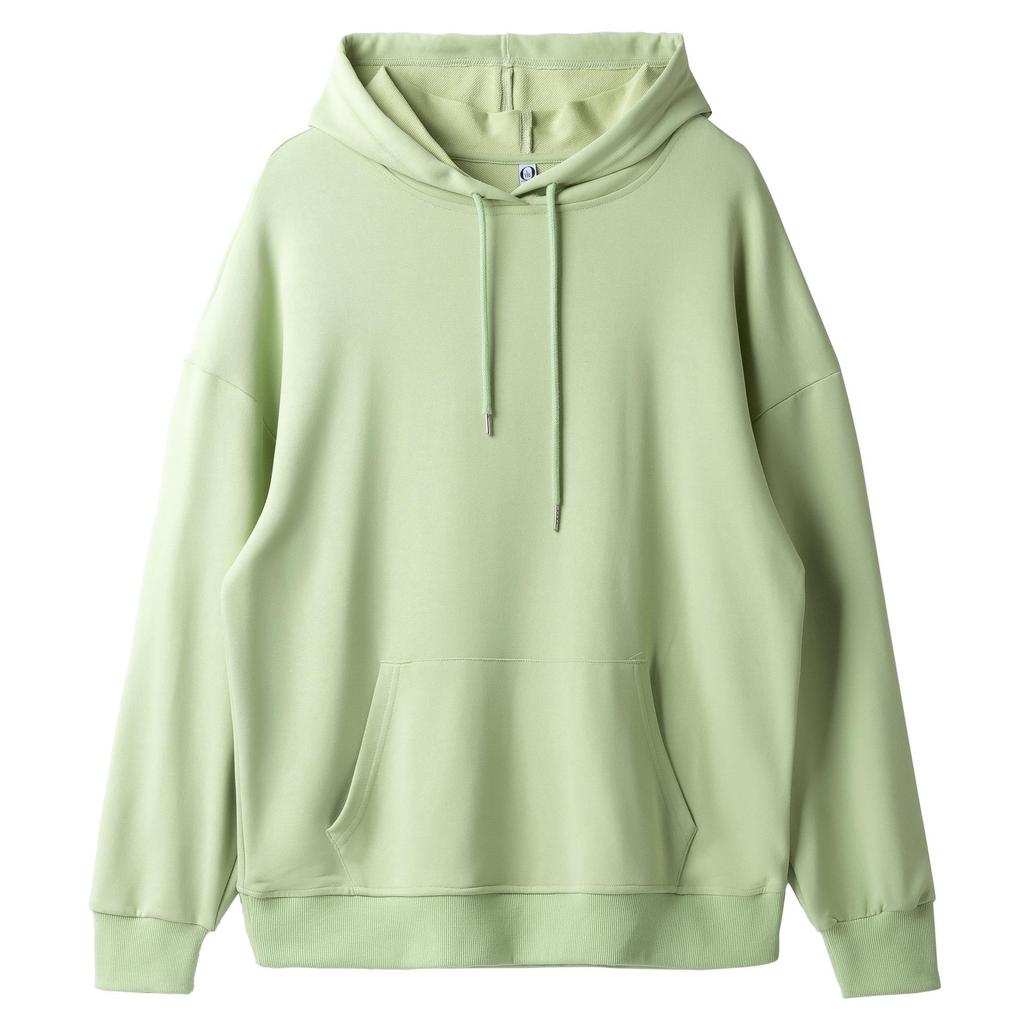 Loose Oversized Drop Shoulder Hooded Pullover Sweatshirt with Pocket - Solid Color, European Size, Customizable Design