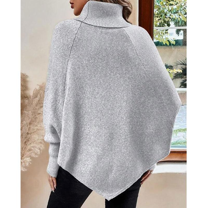 Damen S Herbst Winter Gestrickter Umlegekragen Fledermausärmel Umhang Pullover
