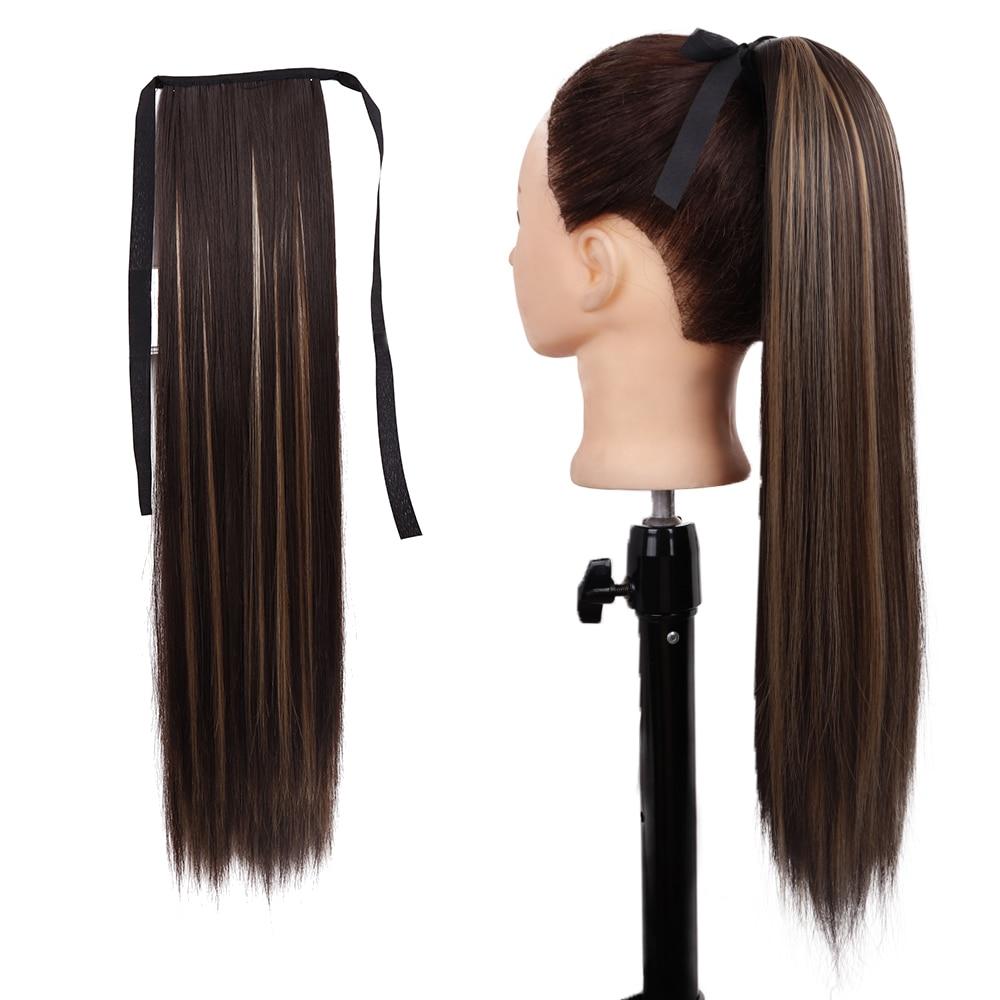 

Женские длинные прямые волосы MISSQUEEN на заколке для наращивания «конский хвост», черные, блонд, синтетическое термостойкое волокно 55cm-100g&China