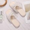 Woven Flat-bottomed Crossed French Holiday Cool Slippers Women's Summer Wear Fashion 2025 New Seaside Beach Shoes