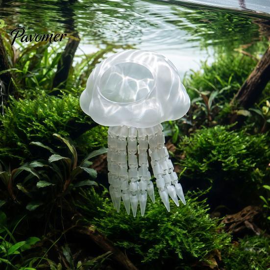 Stress Relief Cave for Aquatic Pets Aquarium Floating Jellyfish Hide, 3D Printed Fish Tank Hidden Shelter Small Hideout, Decorative Pleco Shrimp Betta