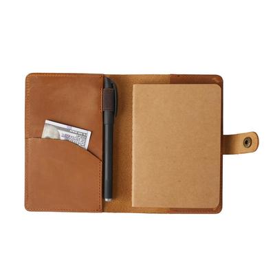 1158 Genuine Crazy Horse Leather Passport and Card Holder Wallet with Pen and Notebook for Men and Women