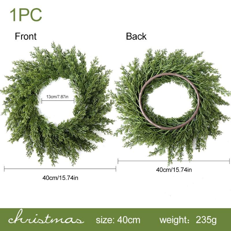 

Искусственные имитации зеленых растений, цветочные кольца из сосны и кипариса, рождественские подвесные украшения и украшения из искусственных растений для витрин Medium - Regular style