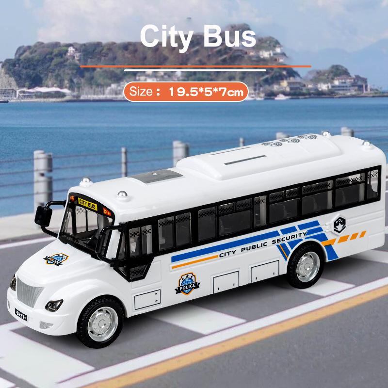 Dual Inertia Sliding Campus Bus Car Model Simulation Sound and Light Music Educational Toy Bus Car Toy Children's Birthday Gift