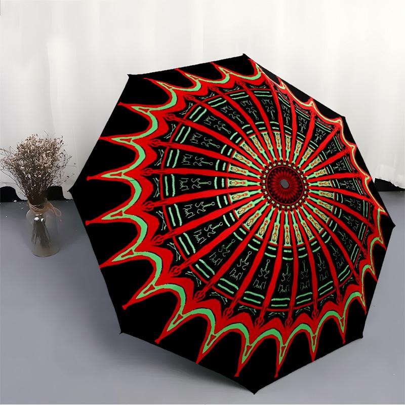 1pc Mandala Artwork Automatic Open/Close Umbrella - Portable Collapsible Umbrella with 8-Rib Stability, Fashion Lovers Yy251017152