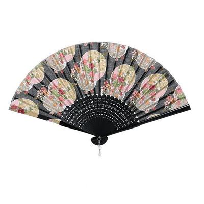 Onishi Ken Seihan Fabric Made with Japanese Black Flower Fan, Fabric, 20-21cm, Design, "Ripple" 53-108