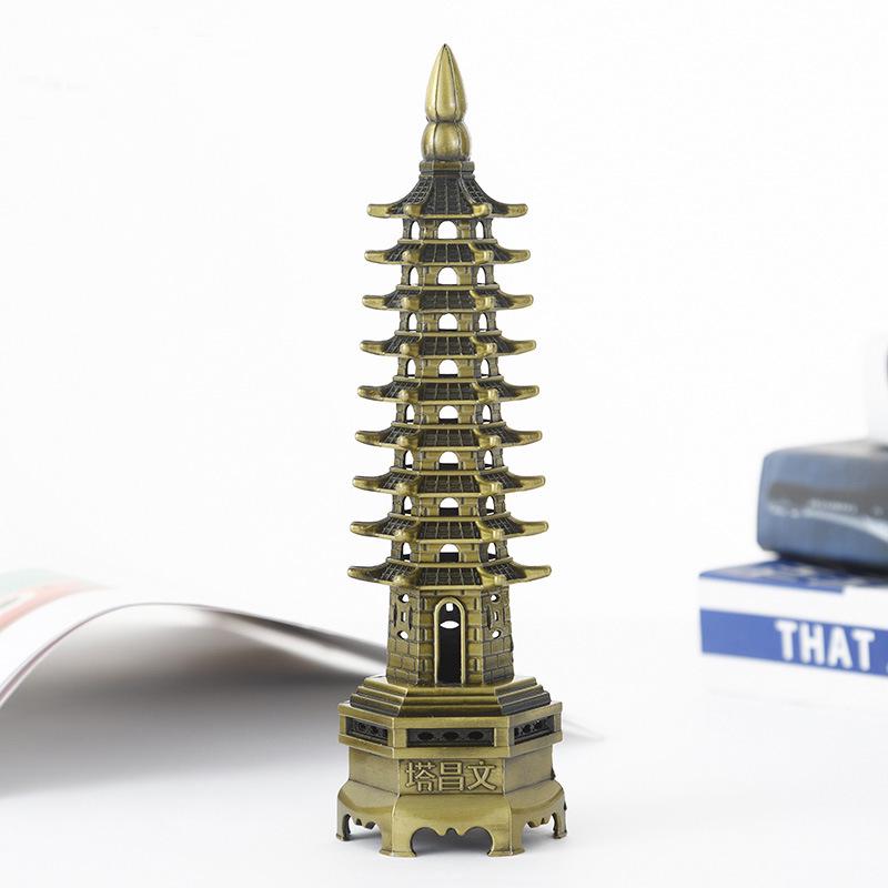Nine-Story Wenchang Tower Desk Ornament - Office Decoration and Souvenir 9-Story, 4.2CM бронзовый