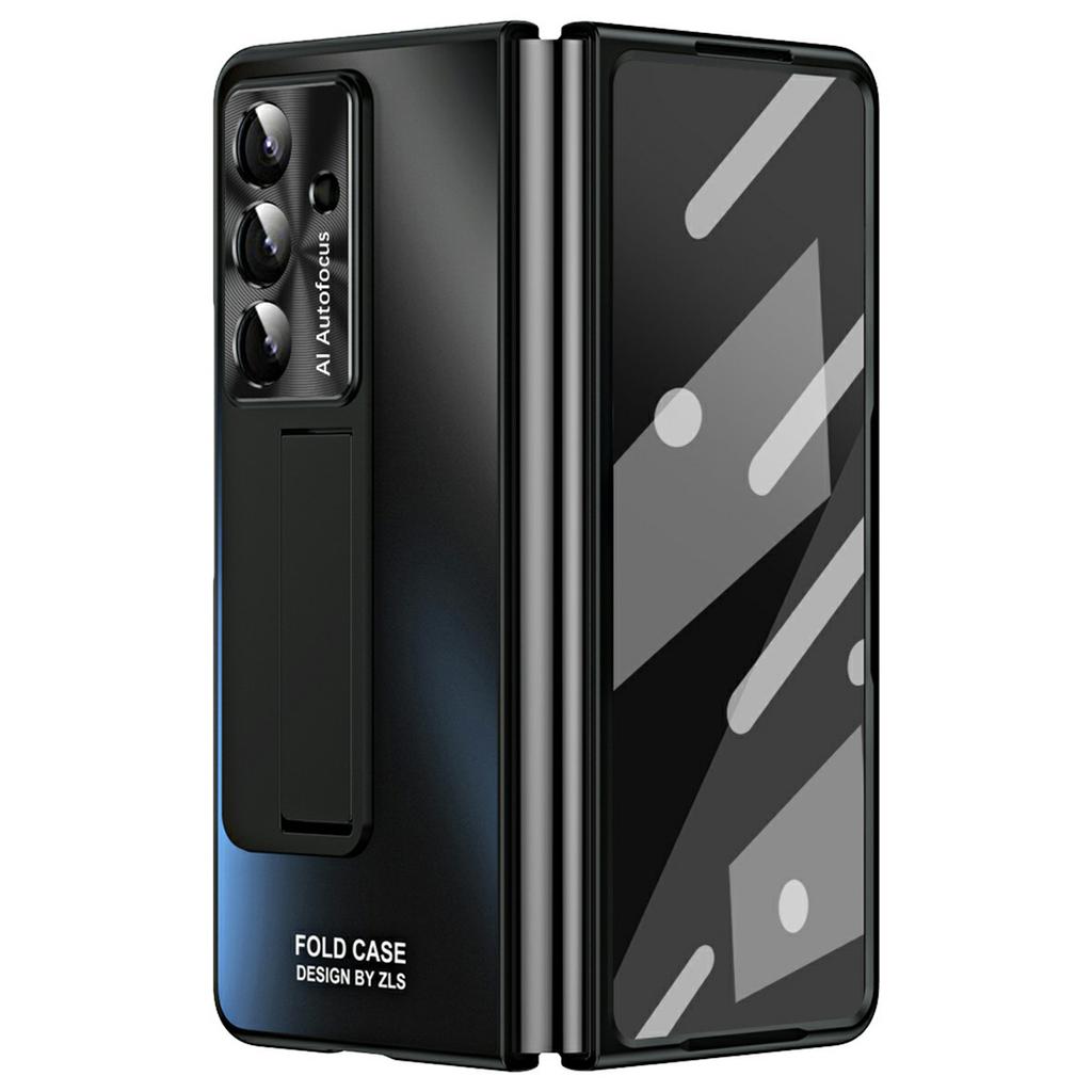 For Samsung Galaxy Z Fold7 5G Case Kickstand Matte PC Phone Cover with Tempered Glass Film